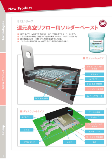 還元真空リフロー用ソルダーペースト「E12シリーズ」資料