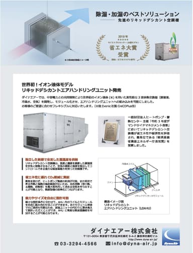 世界初　イオン液体モデルリキッドデシカントエアハンドリングユニット  資料